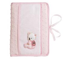 Filet - Bolsa para pañales y toallitas húmedas en suave tejido con tira de tela Aida para bordar, idea de regalo para futuros padres, fabricado en Italia, color rosa