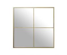 DRW Espejo de Pared Cuadrado de Ventana en Metal Dorado 80x2x80cm