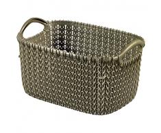 Curver 230008 Cesta Knit Rectangular, Marrón Topo, 22.8x15.3x11.7 cm