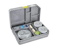 Cambro ITENEPP1118 Cam Gobox - Bloque de cocina de polipropileno expandido con vajilla, 2 platos rectangulares con cubiertas, 2 cuencos redondos con tapas, color gris, 37 cm x 53 cm x 11,8 cm