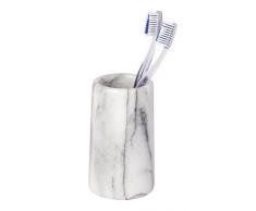 Wenko Onyx Vaso para Cepillos de Dientes, MÃ¡rmol, Blanco, 7x7x12.5 cm