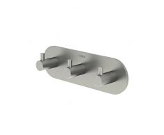 Tiger Perchero, Gancho Rack Rhino para Ropa y Toallas, FijaciÃ³n Adhesiva, 13 x 2.8 x 4 cm, Acero Inoxidable Cepillado