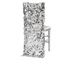 CV Linens 11304us Lentejuelas Chiavari Back Cover-38cm | Plata | 1 Pc. Funda para Silla