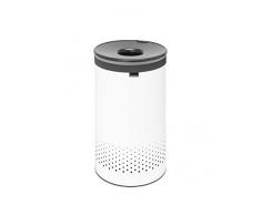 Brabantia - Cubo para la ropa sucia - Tapa de plástico manos libres - Agujeros de ventilación - Bolsa portátil para la ropa sucia en el interior - Apertura rápida - Blanco - 60L