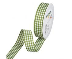 Halbach SeidenbÃ¤nder Vichy - Cinta de lazo a cuadros para envolver regalos, cinta de regalo, diseÃ±o de mosaico para ocasiones solemnes, ancho: 25 mm, color verde musgo