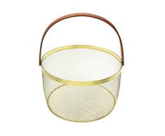 Versa 1561007 Cesta con Asa Metal Dorado 25 x 15 x 30 cm