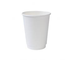 GREENBOX Taza de café desechable de doble pared para café, 25 unidades, color blanco, sin impresión, 300 ml/12 oz, 100% biodegradable, certificado compostable