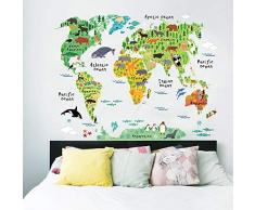 Ambiance Sticker Pegatinas Adhesivas Infantiles con Mapa del Mundo â DecoraciÃ³n de Pared para habitaciÃ³n Infantil â 90 x 60 cm