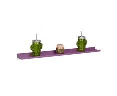 Relaxdays Estante Flotante Estrecho, Madera, Violeta, 10x80x3.5 cm