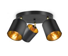 Adviti BATI Lampara Focos Techo 60W E27 Negro (3 Fuentes de Luz)