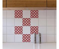 Plage Adhesivos para Azulejos y decoración de la Pared, Vinilo, Rojo, 15x15cm