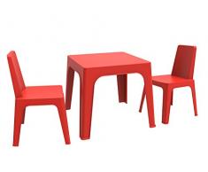 Resol Set Julieta - Color Rojo, Set de 1 Mesa y 2 sillas