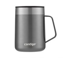 Contigo Streeterville Desk Mug, vaso de café aislado con asa de acero inoxidable, vaso de café para llevar con tapa, mantiene el calor hasta 5 horas, óptimo para oficina u hogar, 410 ml