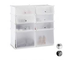 Relaxdays Zapatero Bajo Modular con 8 Compartimentos, Blanco, 91 x 94.5 x 36.5 cm