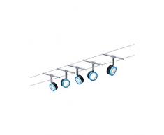 Paulmann Luz 3982 Wire System BlueLED 5 x 4 W 230/12 V cuerda lámpara lámpara cuerda de techo Iluminación LED, plástico, integrado, 22 W, color blanco, Cromo Mate, 1000 x 16 x 13 cm