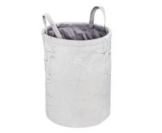 WENKO Cesto para la ropa sucia Samira, cesto para la colada redondo de fieltro suave y aterciopelado, gris, estampado decorativo plateado brillante, dos prÃ¡cticas asas, 69 l de volumen, Ã 40 x 55 cm