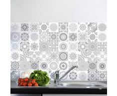 Ambiance-Live 60 Pegatinas Adhesivas para Azulejos | Sticker Autoadhesivo para Azulejos - Mosaico para Azulejos murales de Cocina y baño - Embaldosado Adhesivo en Tonos Grises 10 x 10 cm. 60 Unidades