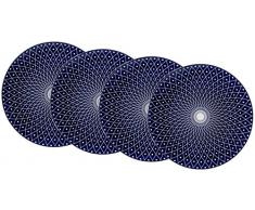 Ritzenhoff & Breker Speiseteller-Set Royal Reiko, 4-Teilig, 26,5 cm Durchmesser Vajilla, Porcelana, Azul/Blanco, 26.50 x 26.50 x 3.00 cm, 4 Unidades