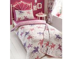 Kidz Club Divine Unicorn edredÃ³n y Funda de Almohada Juego de Ropa de Cama para Las niÃ±as, Rosa, Suelto