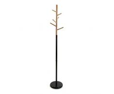 Versa 18790696 Perchero de pie negro - Metal y madera 177x28x28cm, 5 colgadores