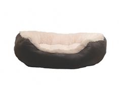 Madera de palisandro de piel sintética tela de peluche perro Oval cama, marrón/crema