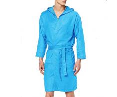PETTI - Albornoz, Albornoz Mujer, Albornoz Hombre, Albornoz Unisex, Albornoz Microfibra, Albornoz con Capucha Bolsillos y CinturÃ³n, Celestial