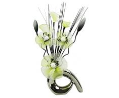 Flourish – 723439 – – qh1 Jarrón pequeño con Lima/Blanco Flores de nailon artificiales en jarrón, diseño Home Accessorie, 32 cm), color verde