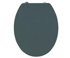 MSV 140983 - Asiento para Inodoro con Tapa en Material termoendurecibles con Fijaciones de Acero Inoxidable, Gris