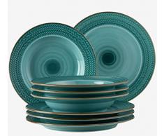 MÃSER 931944 Prospero - Vajilla para 4 personas de calidad gastronómica, 8 piezas, estilo vintage, color azul, porcelana duradera