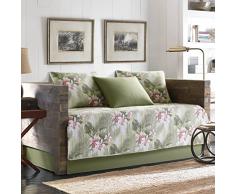 Tommy Bahama Tropical Orchid - Juego de Cama Infantil (5 Piezas, Tamaño Mediano, Verde, Doble)