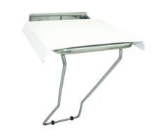 CM Bath ASI07 Asiento DE Ducha ABATIBLE con Soporte, Acero INOX/Blanco, 420x365x315mm