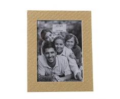 DRW Set de 2 Portafotos para fotografia de 15x20cm de madera dm y papel ratan en natural 21x26x1,2cm
