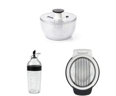 OXO Good Grips Centrifugadora para Ensalada + Cerebro Dressing-Shaker, Negro, 350 ML + Cortador de Huevos