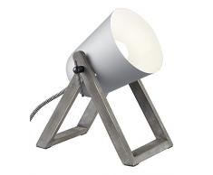 Reality, lÃ¡mpara de mesa, Marc, metale, gris, cuerpo: madera natural, gris, 1Â x E27, max.25,0Â W