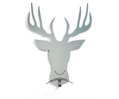 Lettera G Perchero de Pared Ciervo Color Acero Pulido 31 x 10 x 40 cm, Dal Design Moderno, Made in Italy