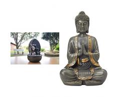 ZenLight Fuente Buda Grace, Resina, Bronce, 26 x 26 x 40 cm + Grande Estatua Buda mediación, Resina, Bonze, 37.5 x 15 x 24 cm