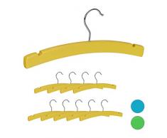 Relaxdays, Amarillo, 11 x 30 x 1 cm Pack 10 Perchas Infantiles con Gancho Giratorio, Madera