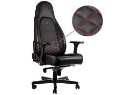 noblechairs Icon Silla de Gaming - Silla de Oficina - Silla de Escritorio - Reclinable a 135 ° - Cuero Sintético PU - 150 kg - Diseño de Asiento de Carreras - Negro/Rojo