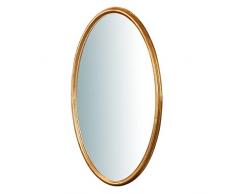 Biscottini Espejo de Pared baÃ±o y Dormitorio 74x124x5 cm | Espejo de Entrada de Pared con Ganchos | Espejo Dorado