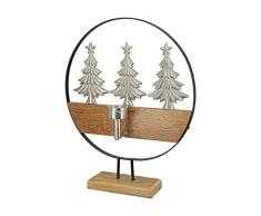 GILDE Candelabro de Madera para decoraciÃ³n navideÃ±a, diseÃ±o de abetos de Aluminio, Color: marrÃ³n y Plateado, decoraciÃ³n de Mesa, Altura 43 cm