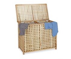 Relaxdays - Cesto para la Colada Cesta para la Ropa Sucia (2 Parte Colada 46,1 x 87,9 x 68,1 cm lavanderÃa Sorter Doble la Ropa Sucia Caja con 2 Bolsas de Basura para, Natural