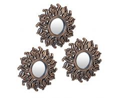 Relaxdays Espejos Pared Set 3 Rayos Solares, Redondos, SalÃ³n, Pasillo, Decorativos, Ã 24 cm c/u, Marco PlÃ¡stico, Bronce, 60% 40% Vidrio, 24 x 2 cm Aprox