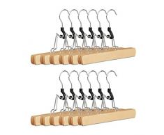 Relaxdays Percha para Pantalones, Madera, Marrón, 2.3x25x17 cm