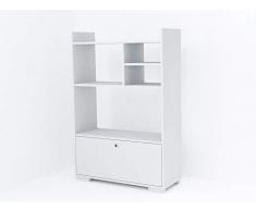 Alphamoebel Aras 4272 - Armario Multiusos para baÃ±o o Cocina (5 estantes, con Puerta, 90 x 134 x 35 cm), Color Blanco
