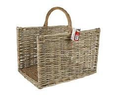 RUECAB - Portatroncos - Cesta para troncos de madera, cesta de transporte para leÃ±a de mimbre, cesta para troncos de mimbre, modelo SIAM, gris cerosa, tamaÃ±o: 51 x 50 x 38 cm