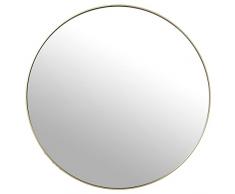 DRW Espejo de Pared Redondo de Metal y Trasera Madera DM en Dorado 100x1,5cm, INT. 98,5cm