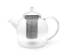 Bredemeijer Tetera grande de cristal de 1,5 litros con colador de acero inoxidable – Jarra de cristal apta para lavavajillas