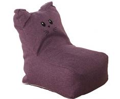 DRW Puf Blando con Forma de Gato de poliéster Violeta 43 x 50 x 52 cm