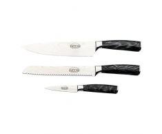 Rockingham Forge Juego de Cuchillos de Cocina de 3 Piezas, Serie Sunrise, Negro Azabache â Cuchillo de Cocinero, Cuchillo Para Pelar, Cuchillo Para Pan, RF-2130/3BK