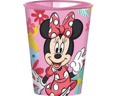 Disney - Vaso rosa para niñas de plástico Minnie de 260 ml con boquilla para beber fácilmente